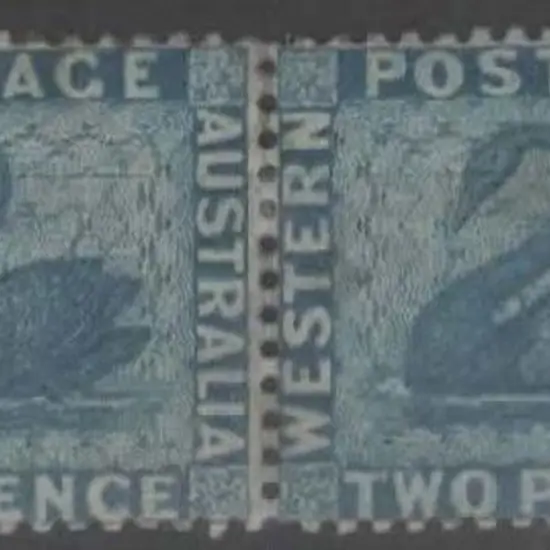 1861 2d blue, perf. 14, unused mint pair with part ...