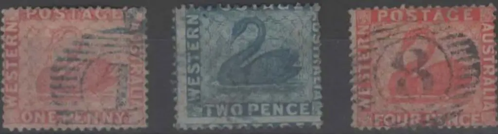 1861 1d, 2d & 4d swans, perf 14, all good to F/U. ... Image 1++