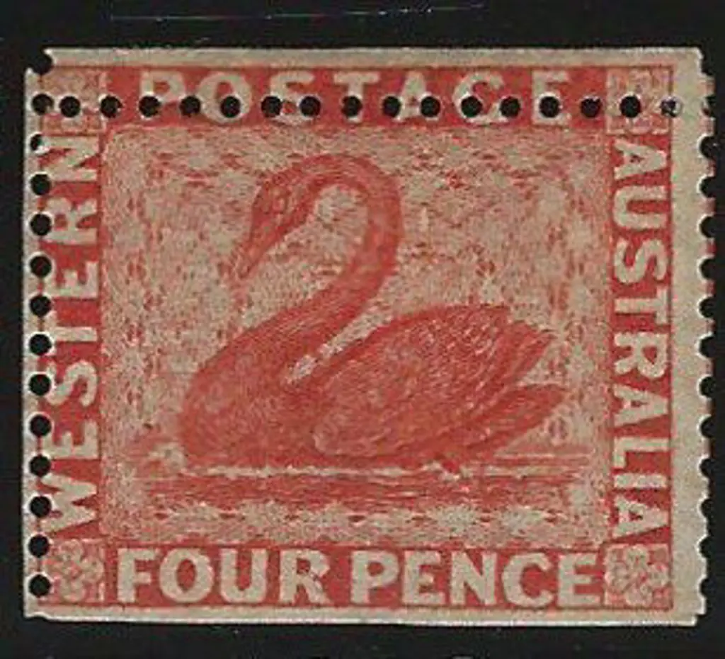 1861 4d vermilion swan, perf. 14, unused with o.g. ... Image 1++
