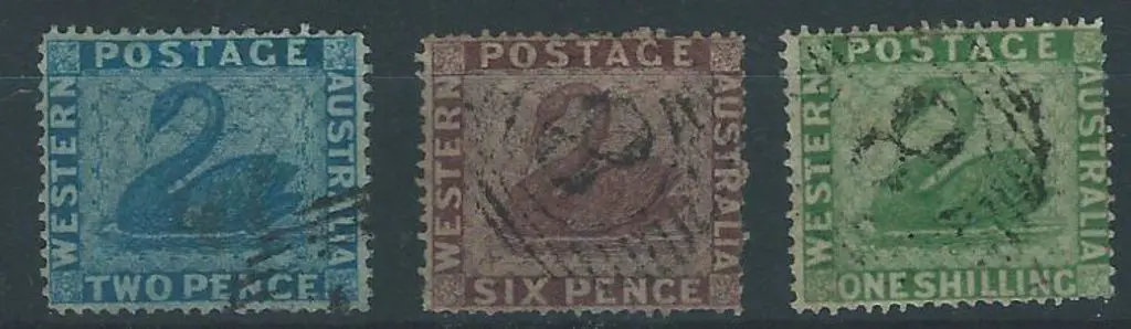 1861 2d, 6d & 1/- swans, clean-cut perf. 14-16, ... Image 1++