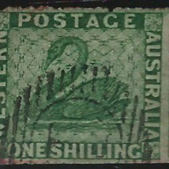 1861 1/- deep green, perf. 14-16 "very rough", ...