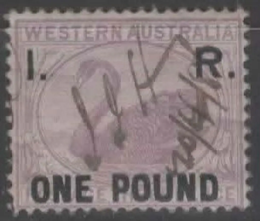 1881 3d mauve swan ovptd "I.R. ONE POUND" revenue ... Image 1++