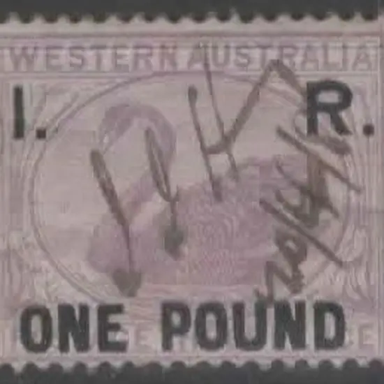1881 3d mauve swan ovptd "I.R. ONE POUND" revenue ...