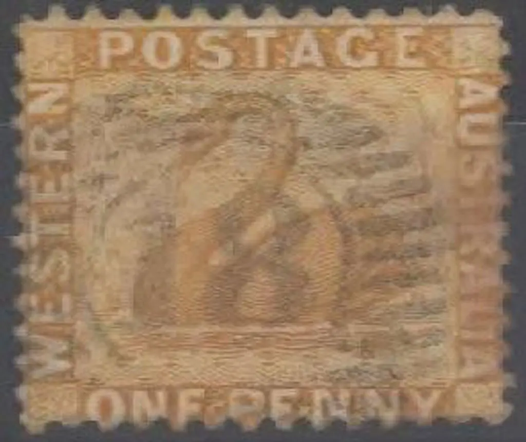 1883 1d yellow-ochre swan, perf. 12x14, fine used ... Image 1++