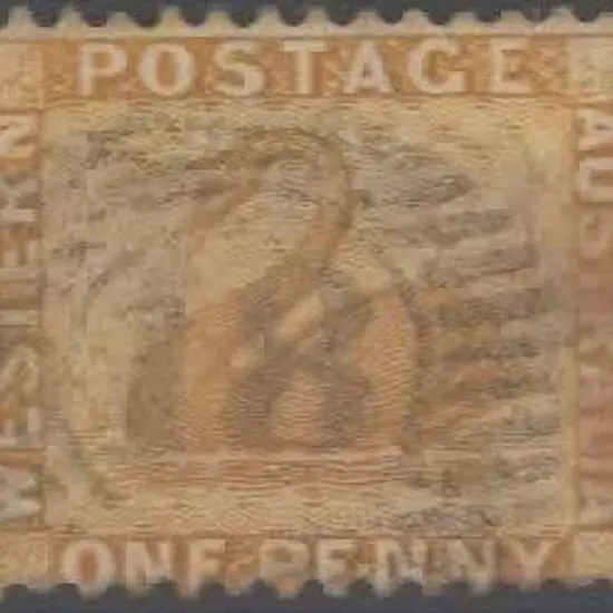 1883 1d yellow-ochre swan, perf. 12x14, fine used ...