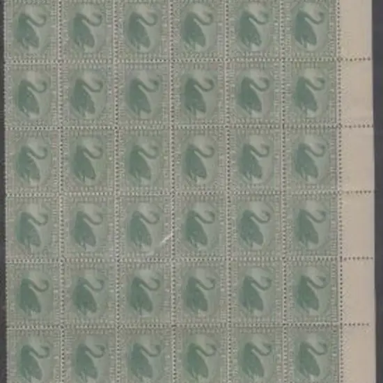 1885 ½d green half sheet of 60 with top & side ...