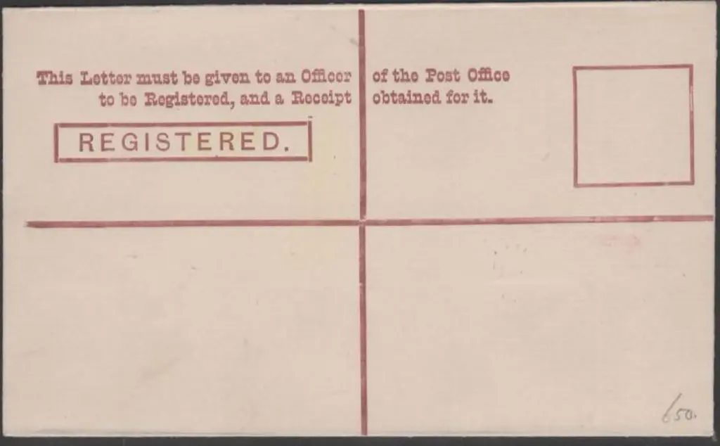 1889 3d brown QV registered envelope with imprint ... Image 1++