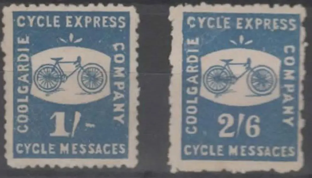 1893 1/- & 2/6d Coolgardie Cycle Express pair. ... Image 1++
