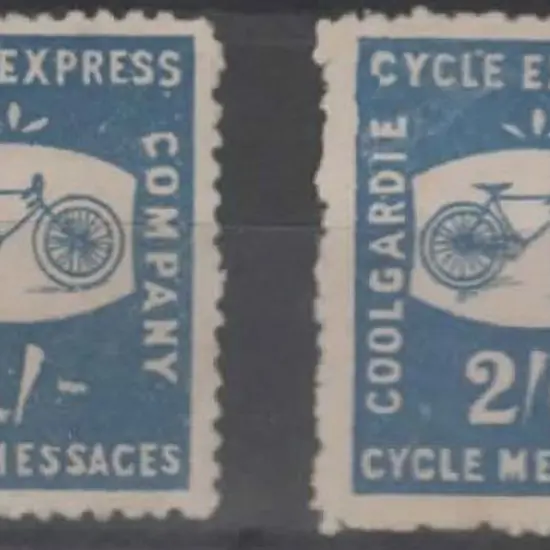 1893 1/- & 2/6d Coolgardie Cycle Express pair. ...
