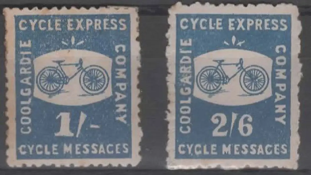 1895 1/- & 2/6d blue Coolgardie Cycle Express, ... Image 1++