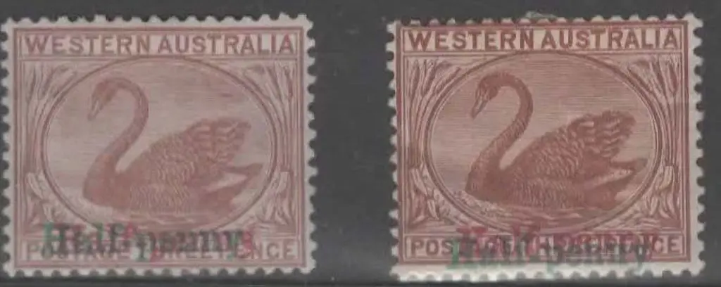 1895 3d cinnamon & 3d red brown with "Halfpenny" ... Image 1++