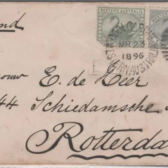 1896 (23rd March) cover to Rotterdam bearing ½d ...