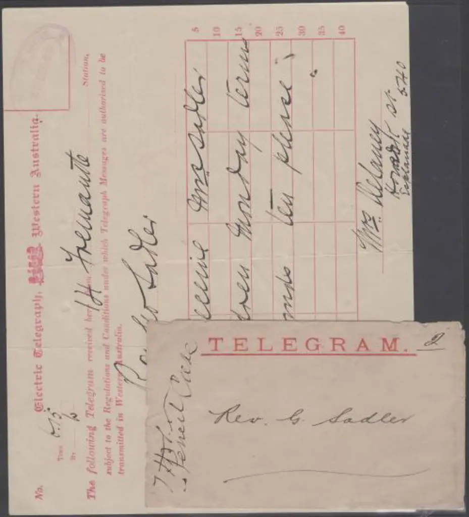 1896 (23rd Dec) Electric Telegraph receival form ... Image 1++