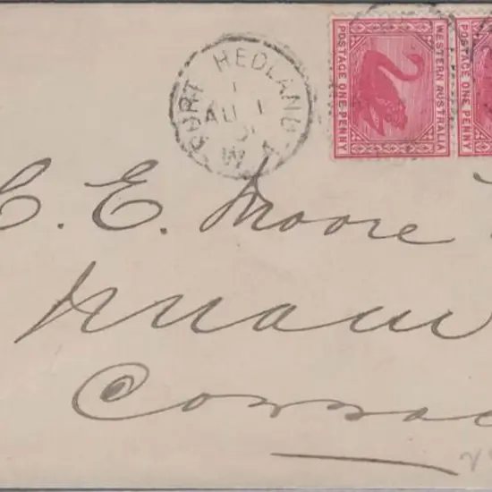 1901 (4th Aug) Port Hedland 3b in 1 (2) on 1d pair ...