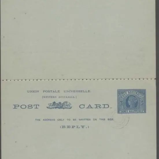 1902 1½d blue on green stock Reply Postcard (RPC2) ...