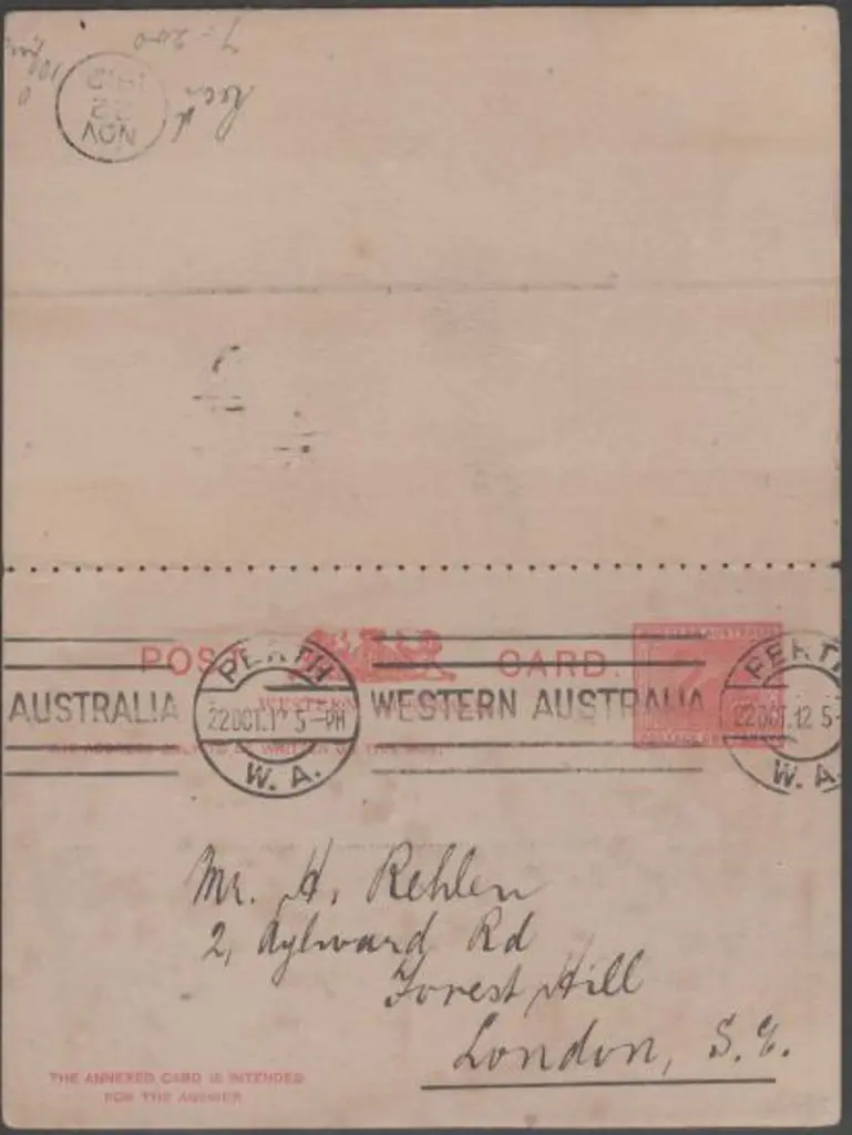 1902 1½d blue postcard (RPC2) with return part ... Image 1++