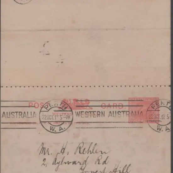 1902 1½d blue postcard (RPC2) with return part ...