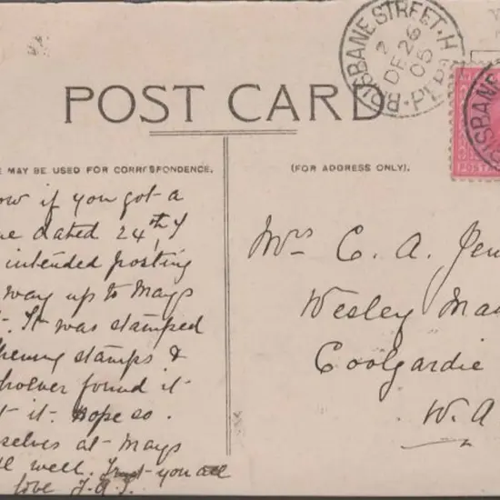 1905 (26th Dec) "Fire Brigade Station, Melbourne" ...