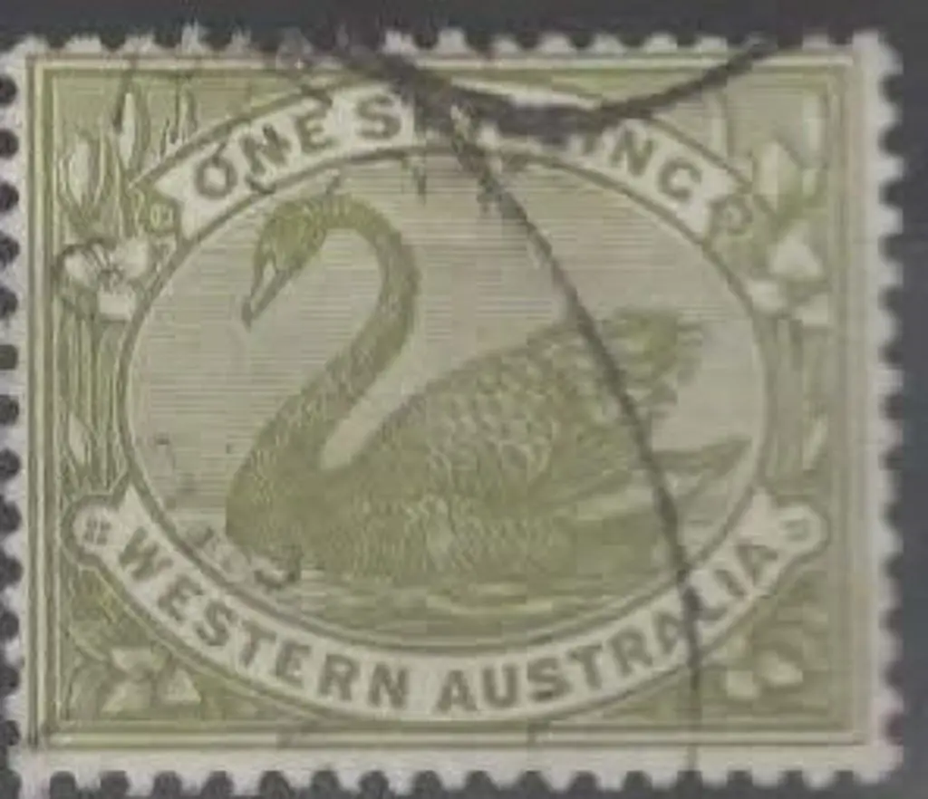 1907 1/- green swan, wmk WcrownA inverted. Lightly ... Image 1++