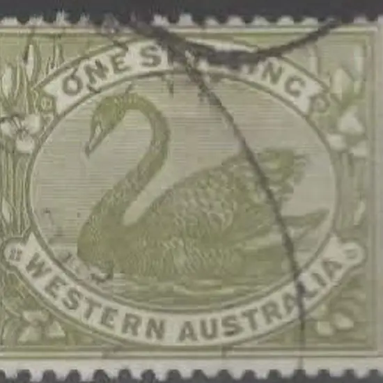 1907 1/- green swan, wmk WcrownA inverted. Lightly ...