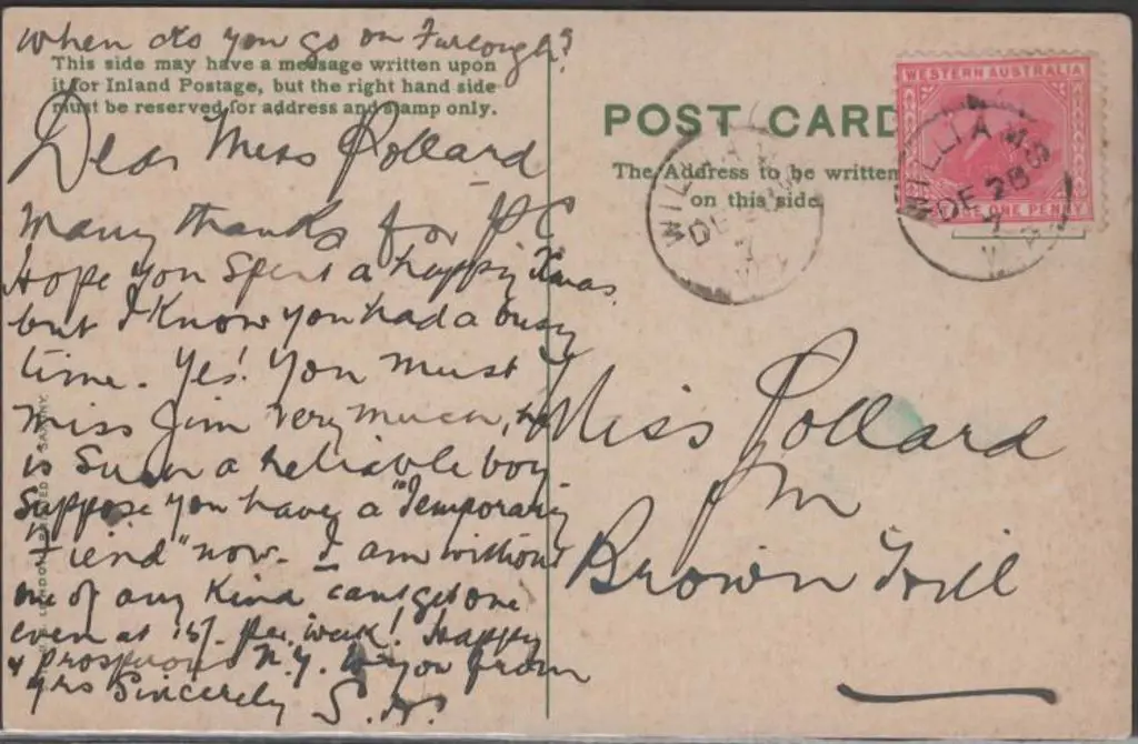 1907 (28th Dec) Williams 3b (2) strikes tying 1d ... Image 1++