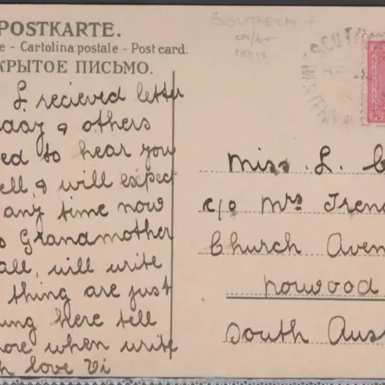 1908 (23rd April) Colour postcard with Southern ...