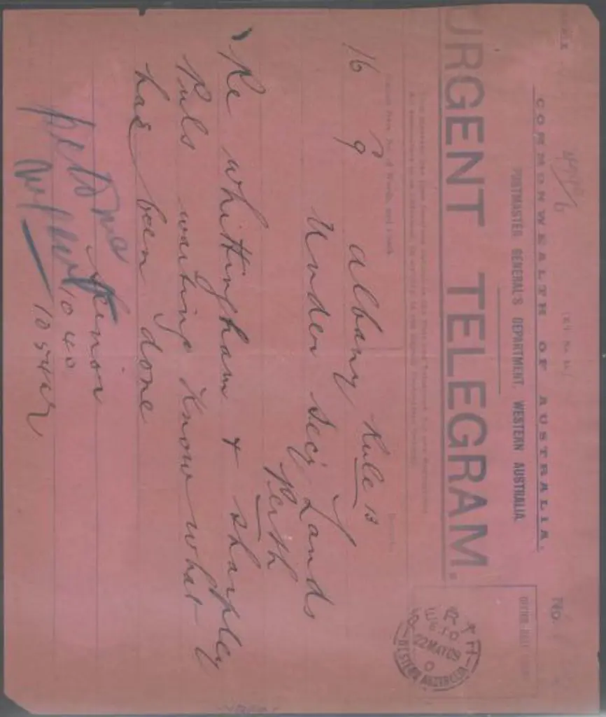 1909 & 1916 Telegraph forms. First is an Albany to ... Image 1++
