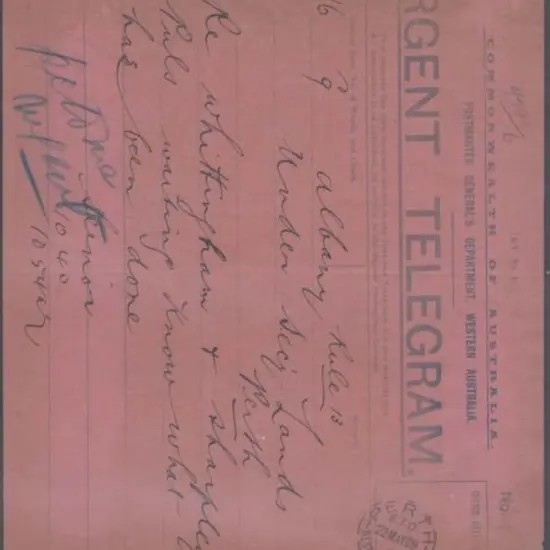 1909 & 1916 Telegraph forms. First is an Albany to ...