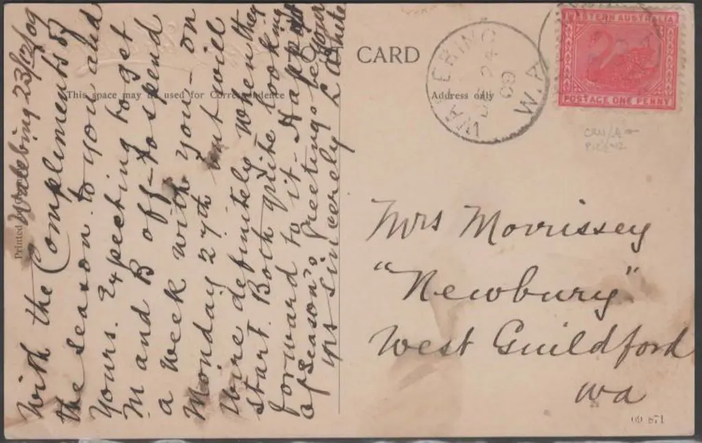 1909 (24th Dec) Walebing 3b (1-2) cds's tying 1d ... Image 1++
