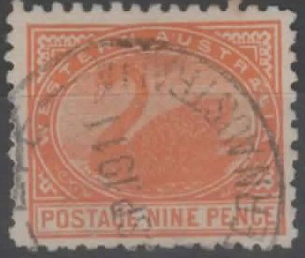 1910 9d red-orange swan, perf. 11 with crown A wmk ... Image 1++