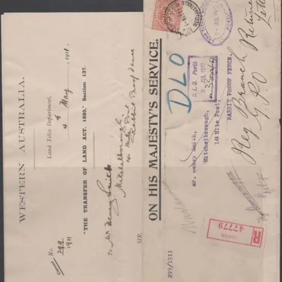 1911 (4th May) OHMS Perth registered long env ...