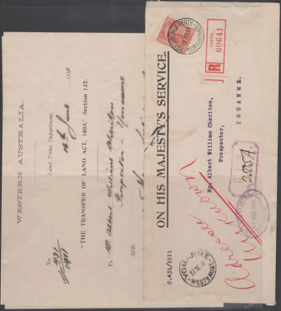 1911 (19th June) Perth registered long OHMS Land ... Image 1++