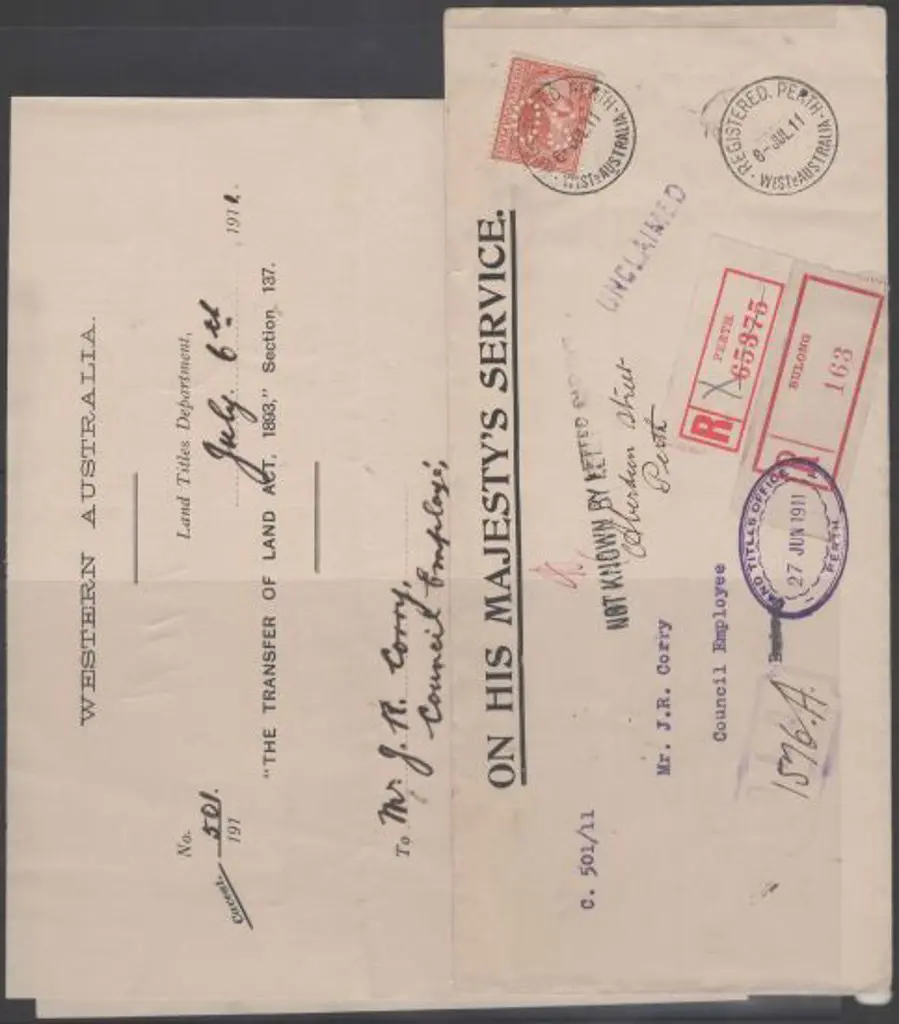 1911 (6th July) OHMS Perth registered long cover ... Image 1++
