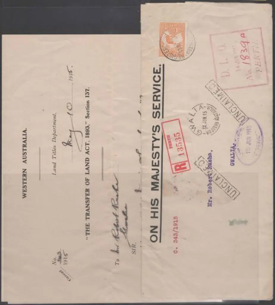 1915 (10th May) Perth registered OHMS long Land ... Image 1++