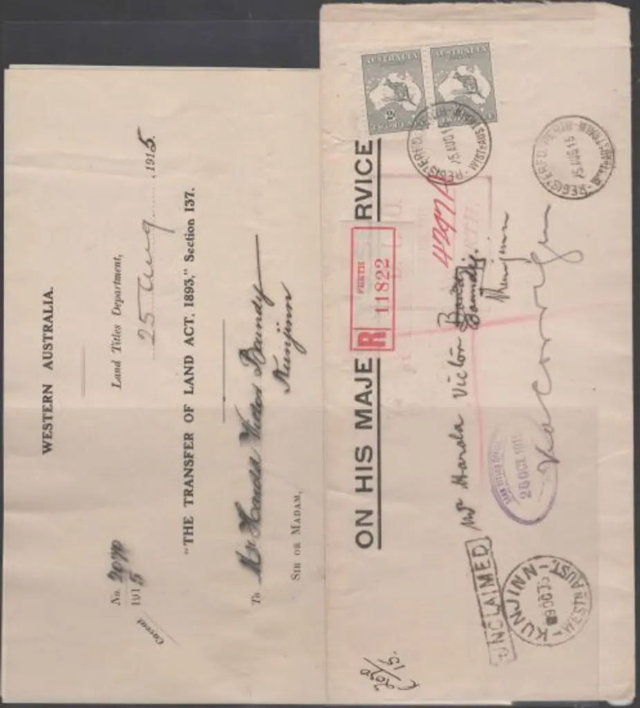 1915 (25th Aug) Perth registered OHMS long cover ... Image 1++