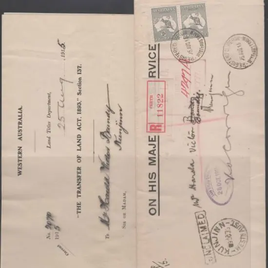 1915 (25th Aug) Perth registered OHMS long cover ...
