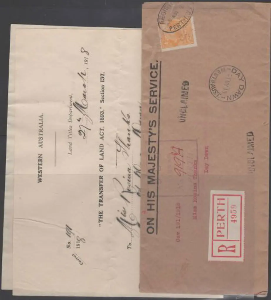 1918 (28th Mar) Perth registered OHMS long env to ... Image 1++