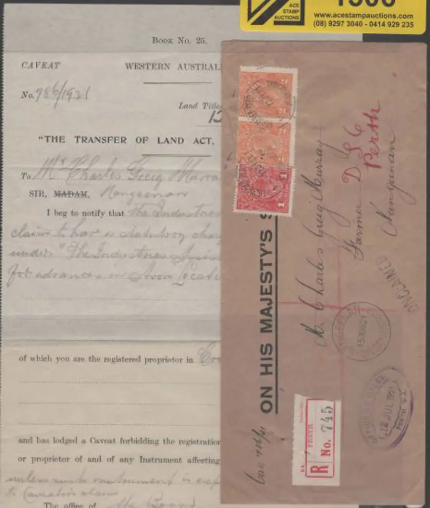 1921 (12th July) OHMS Perth registered long env to ... Image 1++