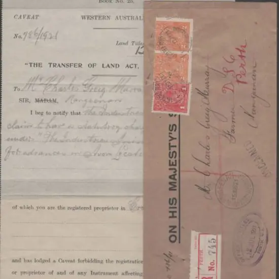 1921 (12th July) OHMS Perth registered long env to ...