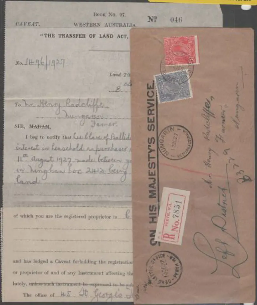 1927 (8th Sept) Perth registered OHMS long cover ... Image 1++