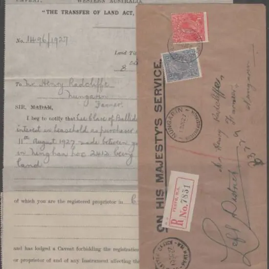 1927 (8th Sept) Perth registered OHMS long cover ...