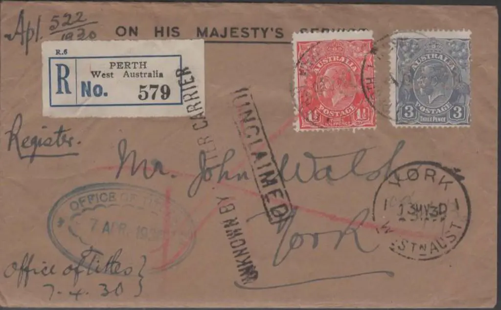 1930 (7th April) OHMS env with 1½d & 3d KGV ... Image 1++