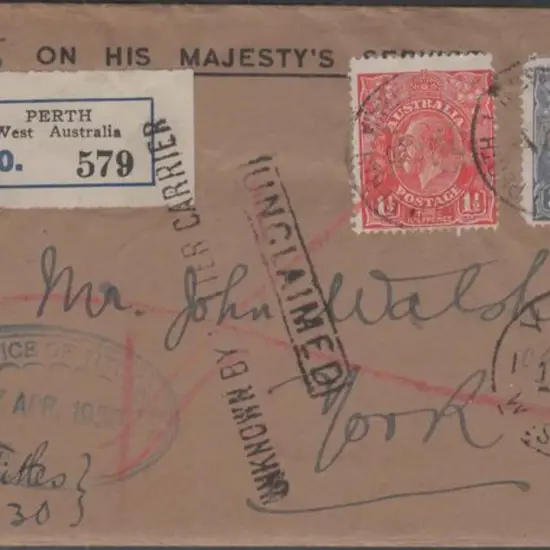 1930 (7th April) OHMS env with 1½d & 3d KGV ...