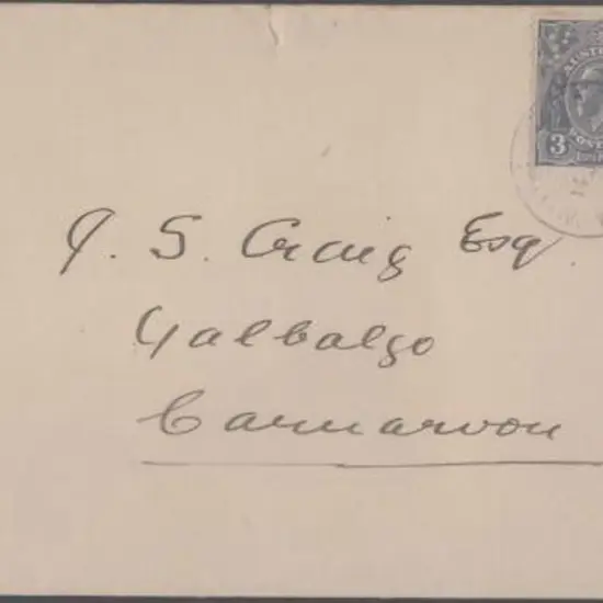 1933 (14th Jan) Whim Creek to Carnarvon airmail ...
