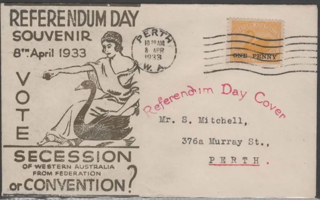 1933 (8th Apr) Referendum Day Mitchell cover with ... Image 1++