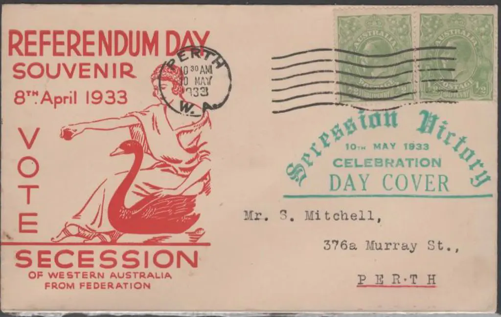 1933 (10th May) Secession Mitchell Souvenir cover ... Image 1++