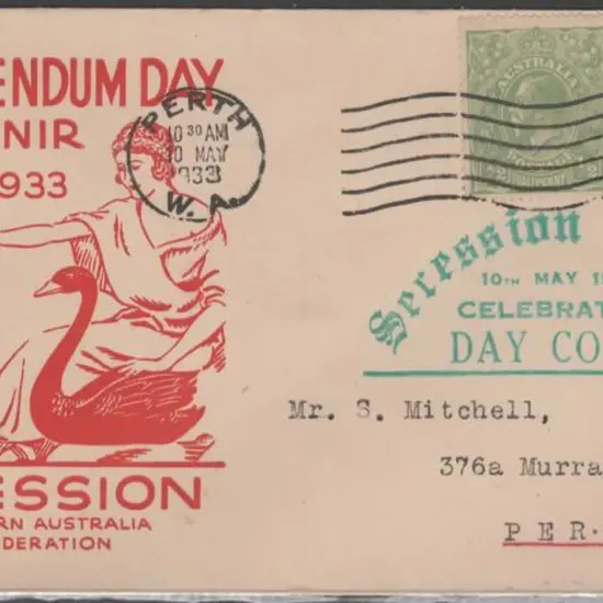 1933 (10th May) Secession Mitchell Souvenir cover ...