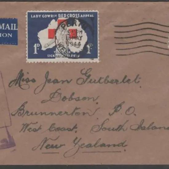 1944 (18th May) Perth to NZ Censored airmail cover ...