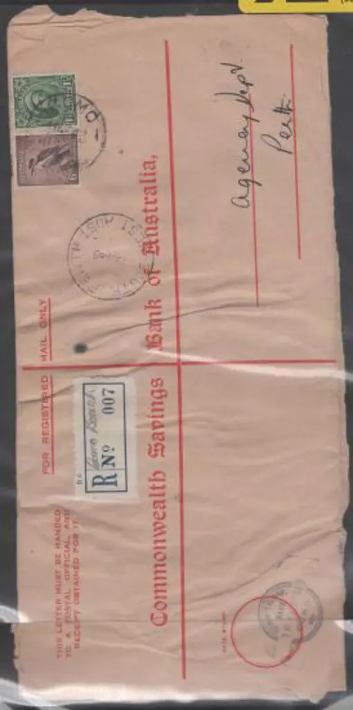 1949 (18th Jan) 1½d QM & 6d kookaburra tied by ... Image 1++