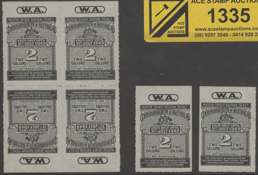 1949 Motor Spirit Ration ticket block of 4 & 2 ... Image 1++